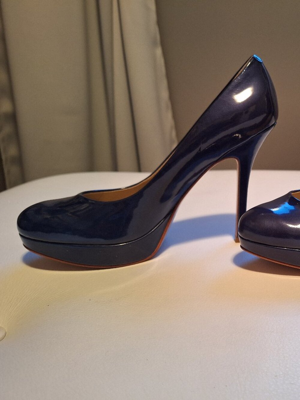 Joan & David cobalt blue platform heels